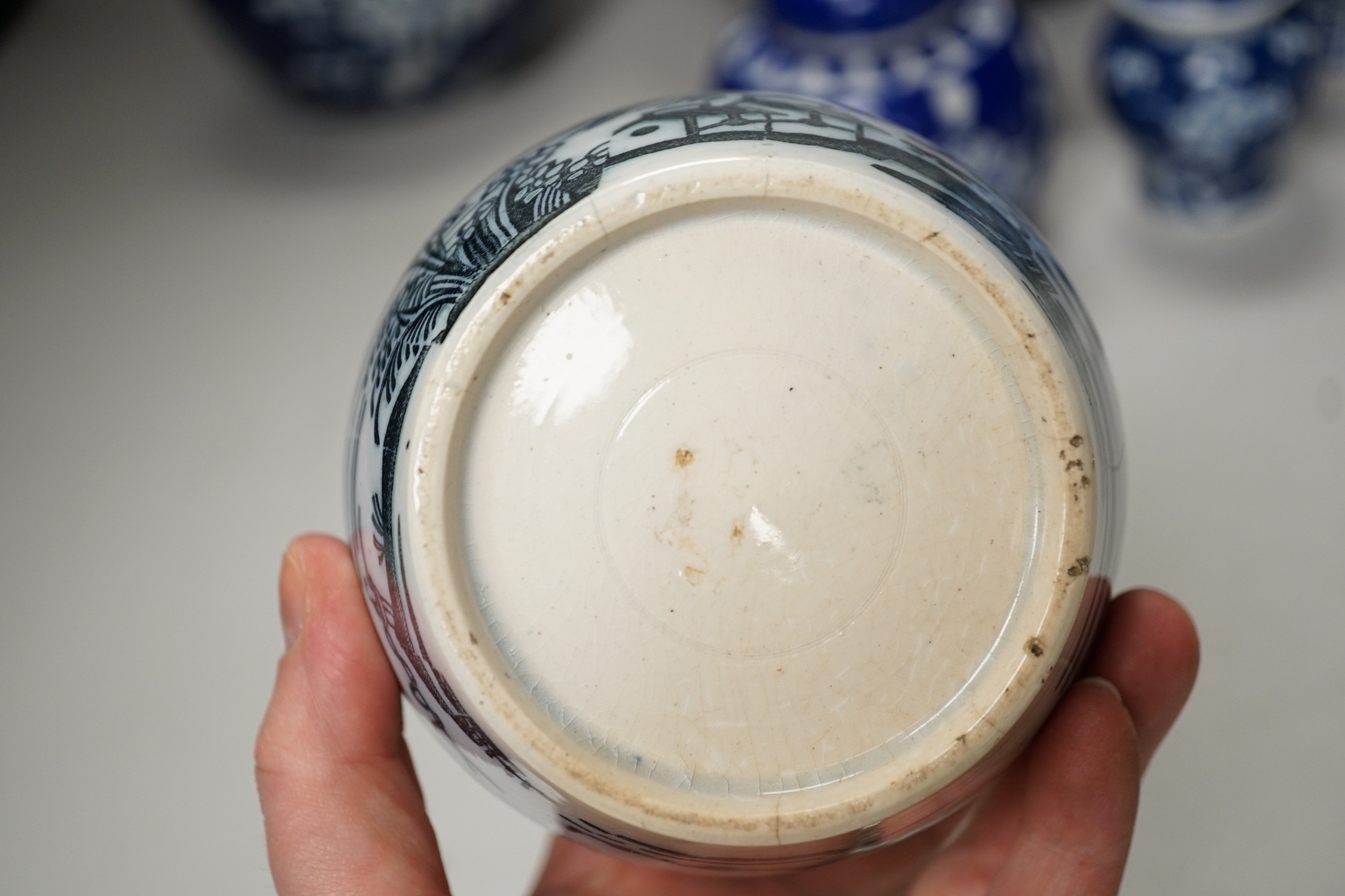 A quantity of various Chinese ceramics including blue and white jars, a ‘dragon’ bowl etc.